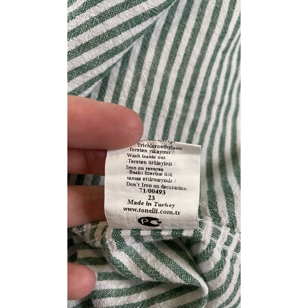 Tonelli Shirts Slim Fit Linen Preppy Coastal Striped Beach Roll Tab XL 43/44 - Picture 9 of 9